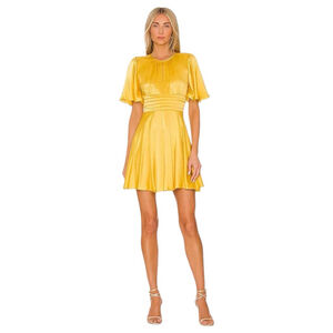 AMANDA UPRICHARD Raya Silk Mini Dress in Honey Yellow Size XS MSRP $308 NWOT